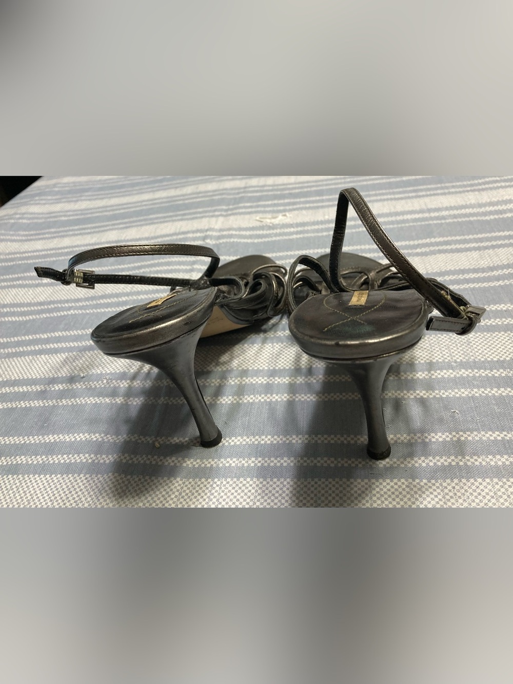 Marc Fisher strappy gunmetal heels. - Picture 3 of 4